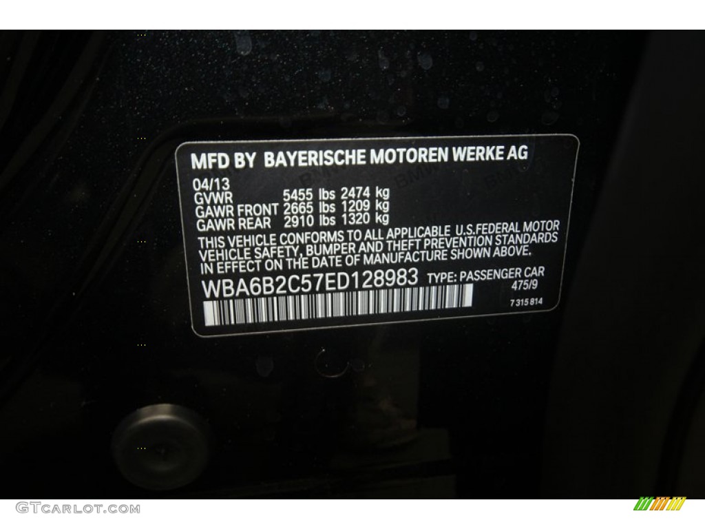 2014 6 Series Color Code 475 for Black Sapphire Metallic Photo #81805335