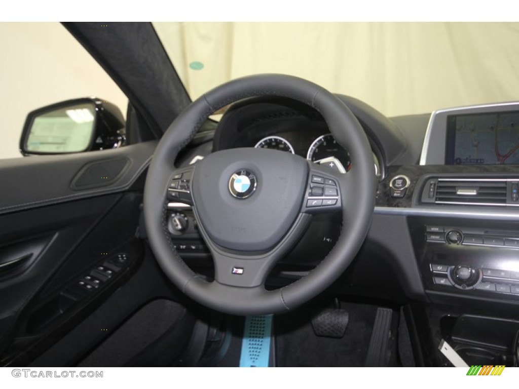2014 BMW 6 Series 650i Gran Coupe Black Steering Wheel Photo #81805536
