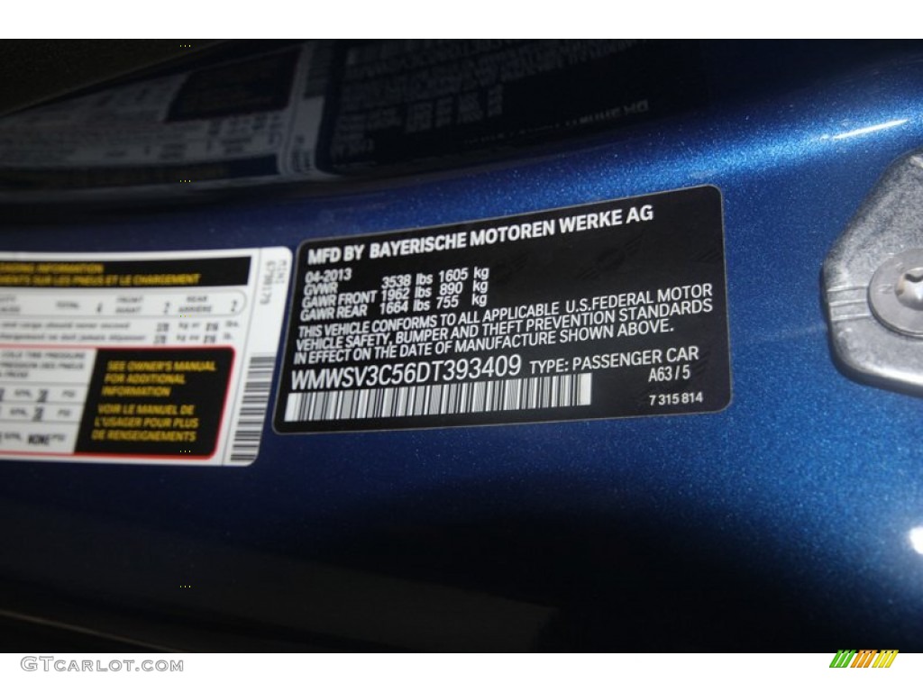 2013 Cooper S Hardtop - Lightning Blue Metallic / Carbon Black photo #9