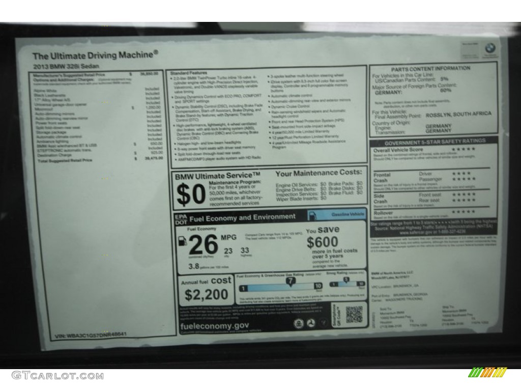 2013 3 Series 328i Sedan - Alpine White / Black photo #25