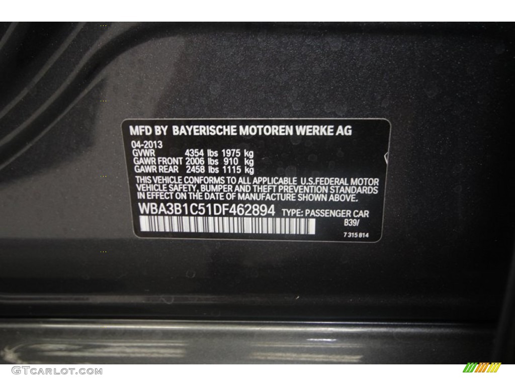 2013 3 Series 320i Sedan - Mineral Grey Metallic / Black photo #9