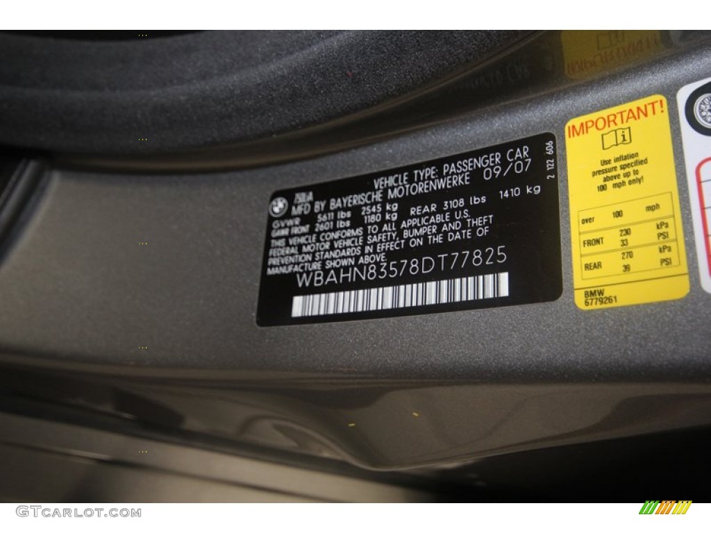 2008 7 Series 750Li Sedan - Sterling Grey Metallic / Black photo #50