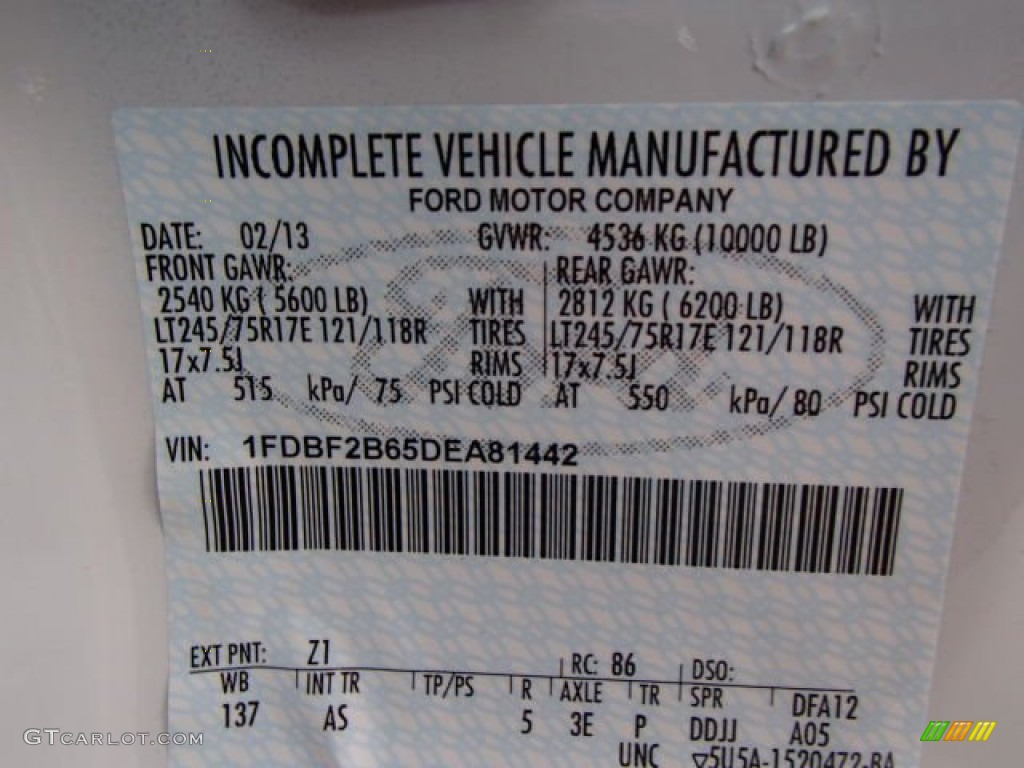 2013 F250 Super Duty Color Code Z1 for Oxford White Photo #81814489
