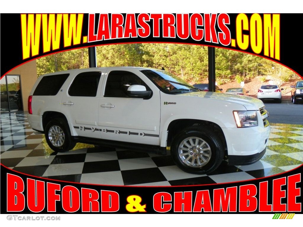 2008 Tahoe Hybrid - Summit White / Light Cashmere/Ebony photo #1