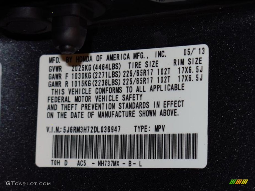 2013 CR-V EX-L - Polished Metal Metallic / Gray photo #10