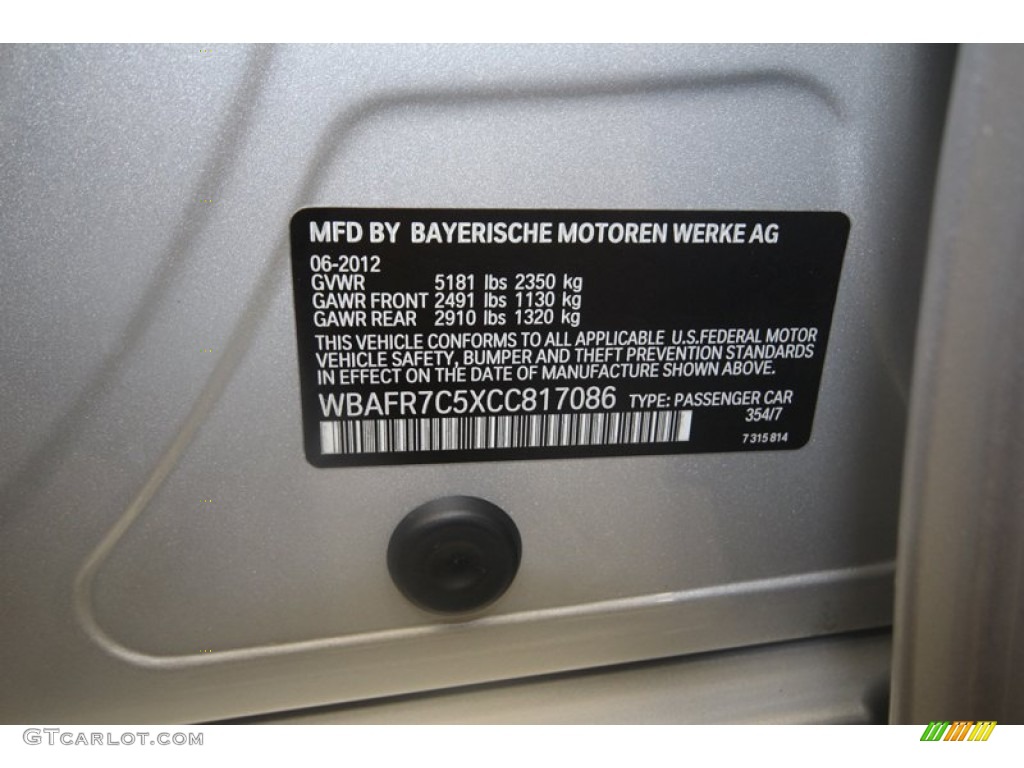 2012 BMW 5 Series 535i Sedan Color Code Photos