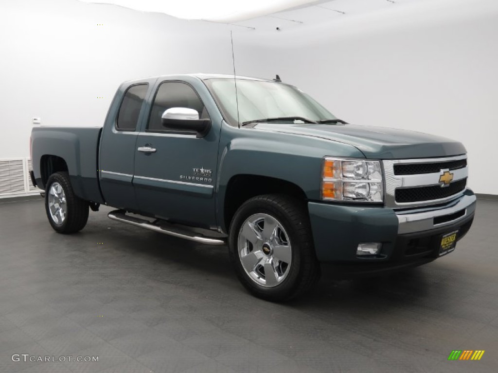 2011 Silverado 1500 LT Extended Cab - Blue Granite Metallic / Light Titanium/Ebony photo #3