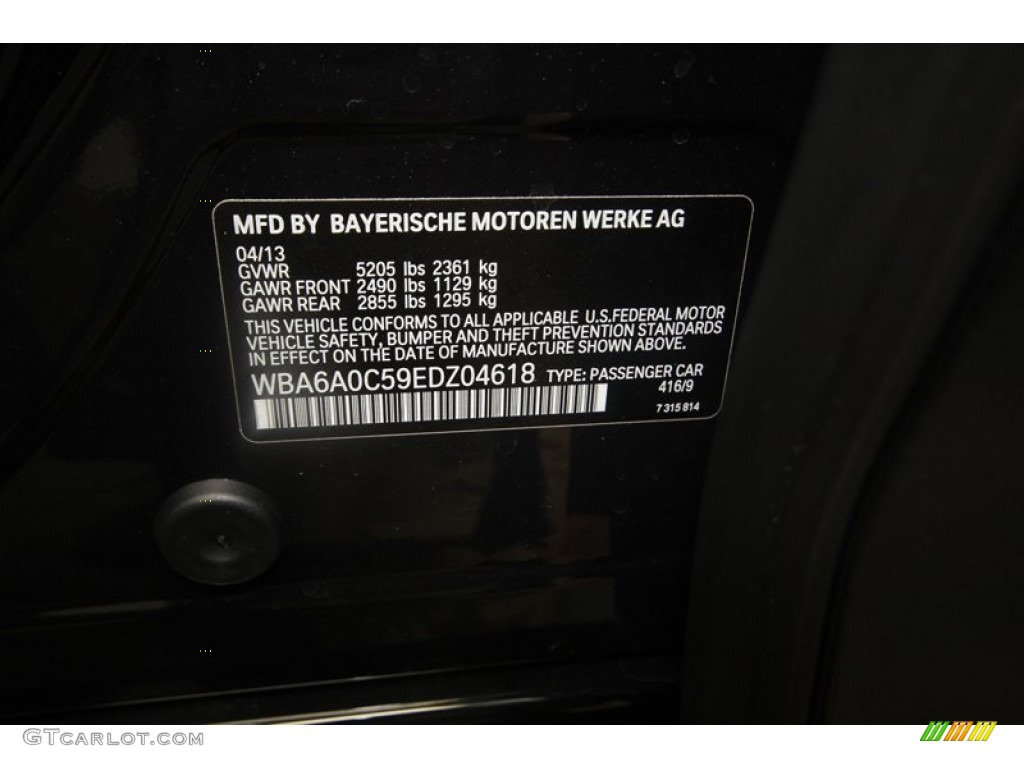 2014 6 Series Color Code 416 for Carbon Black Metallic Photo #81827082