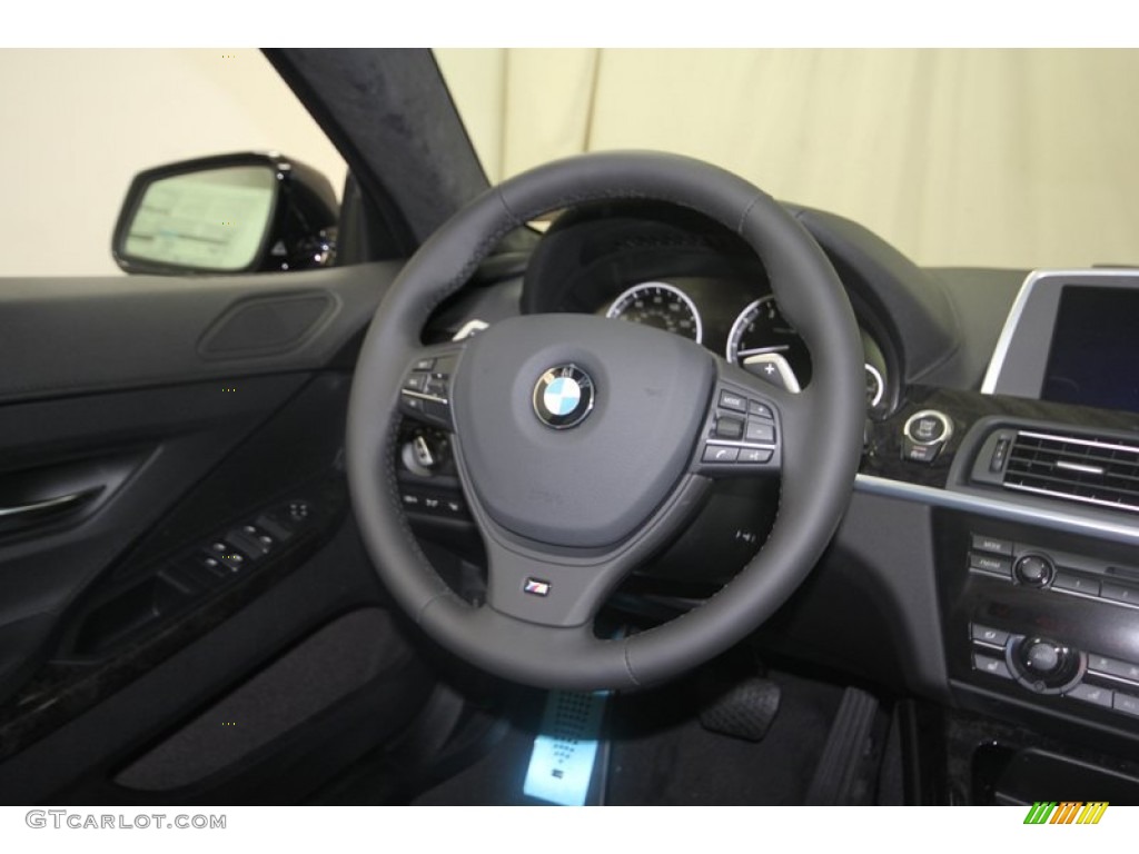 2014 BMW 6 Series 640i Gran Coupe Black Steering Wheel Photo #81827557