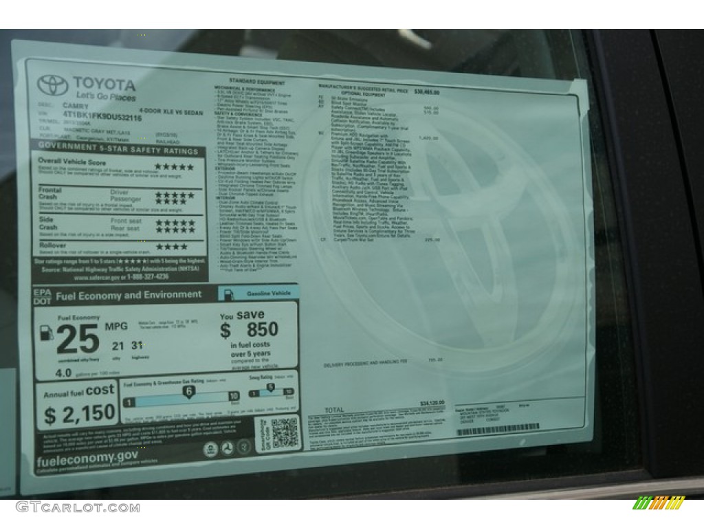 2013 Camry XLE V6 - Magnetic Gray Metallic / Ash photo #10