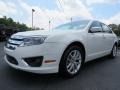 2012 White Platinum Tri-Coat Ford Fusion SEL V6  photo #3