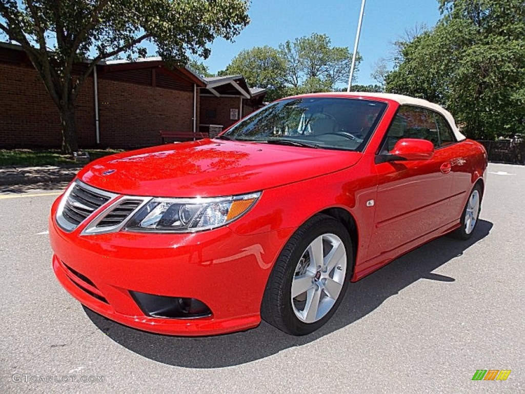 2010 9-3 2.0T Convertible - Laser Red / Parchment photo #1