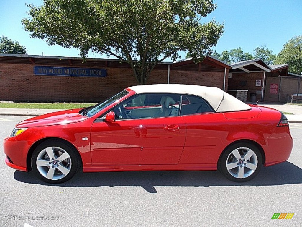 2010 9-3 2.0T Convertible - Laser Red / Parchment photo #2