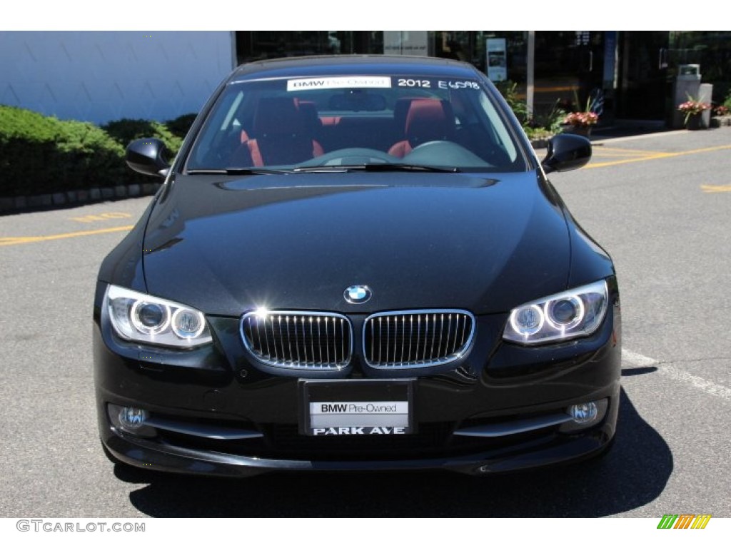 2012 3 Series 335i xDrive Coupe - Black Sapphire Metallic / Coral Red/Black photo #2