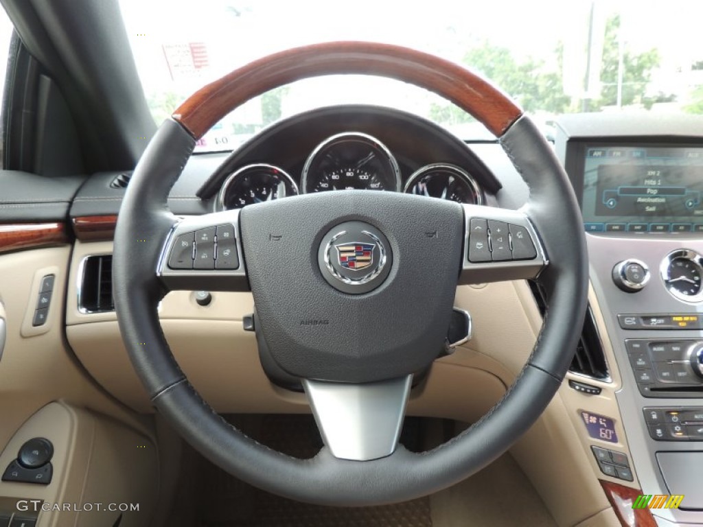 2013 Cadillac CTS Coupe Cashmere/Ebony Steering Wheel Photo #81845546