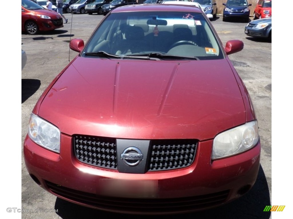 2004 Sentra 1.8 S - Inferno Red / Taupe photo #2