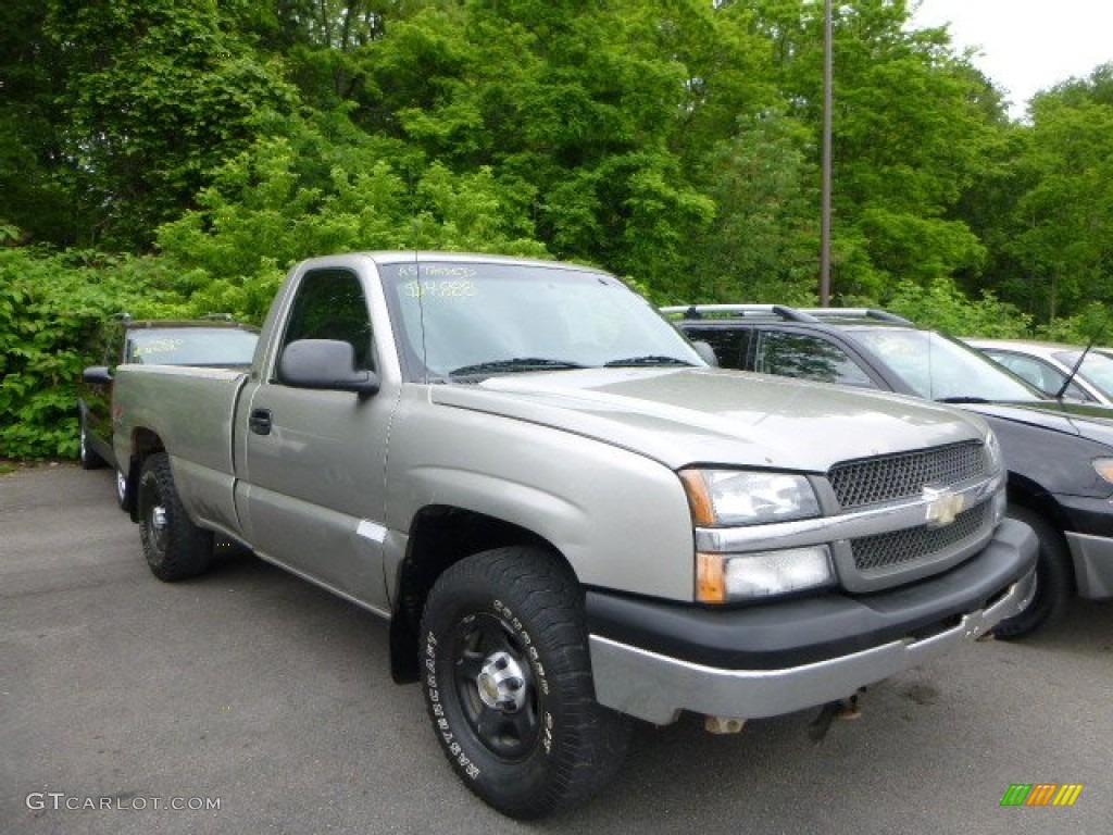 2003 Silverado 1500 LS Regular Cab 4x4 - Light Pewter Metallic / Dark Charcoal photo #1