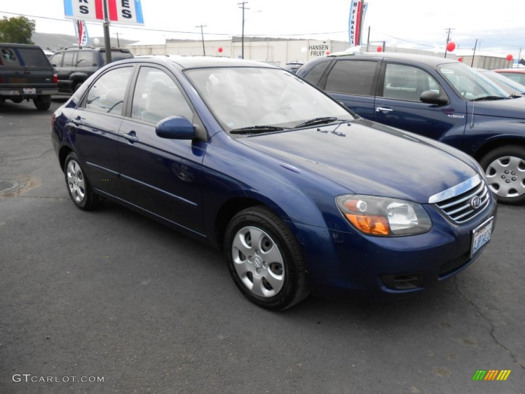 2009 Spectra EX Sedan - Deep Ocean Blue Metallic / Gray photo #4