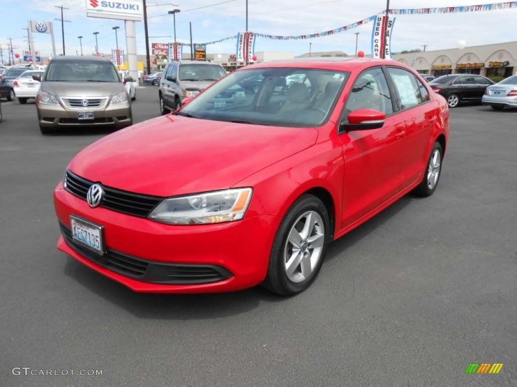 2011 Jetta TDI Sedan - Tornado Red / Cornsilk Beige photo #1