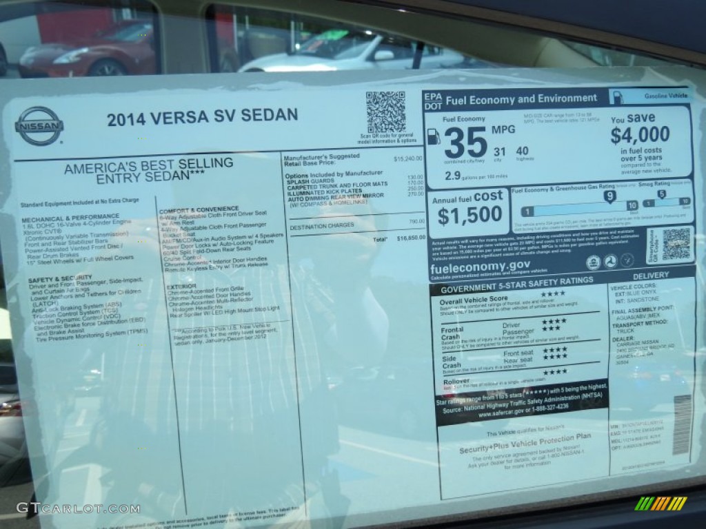 2014 Nissan Versa 1.6 SV Sedan Window Sticker Photo #81864673