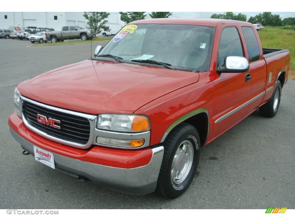 2002 Sierra 1500 SLE Extended Cab - Fire Red / Graphite photo #1