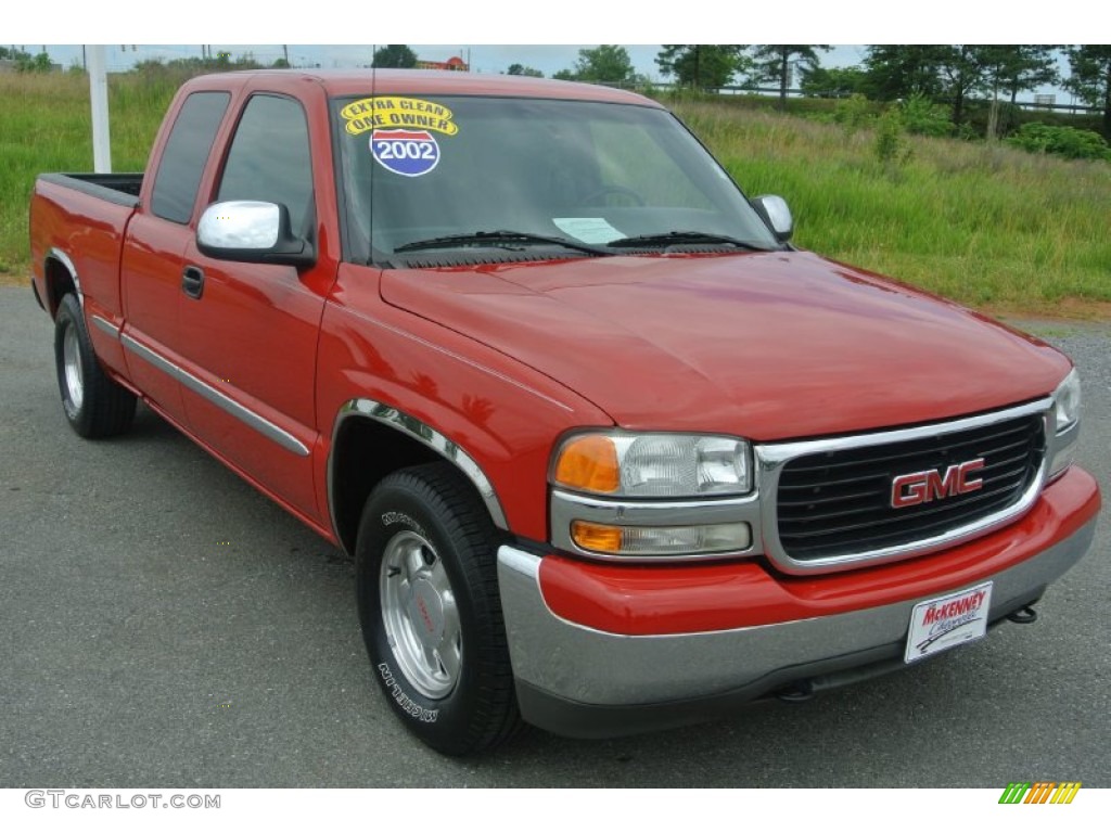 2002 Sierra 1500 SLE Extended Cab - Fire Red / Graphite photo #2