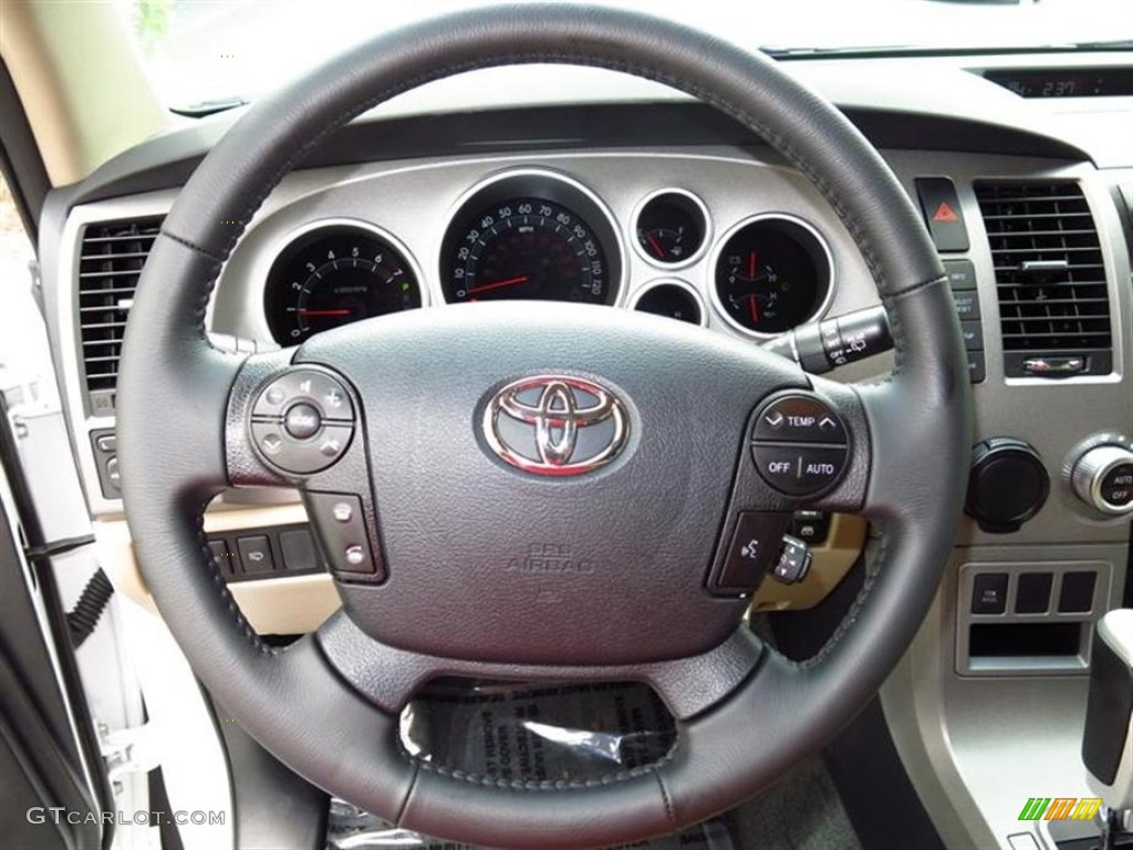 2012 Toyota Sequoia Limited Sand Beige Steering Wheel Photo #81869886