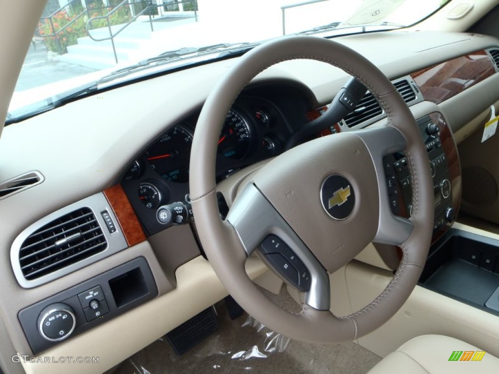 2013 Chevrolet Suburban LT Light Cashmere/Dark Cashmere Steering Wheel Photo #81880910