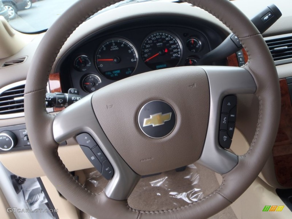 2013 Chevrolet Suburban LT Light Cashmere/Dark Cashmere Steering Wheel Photo #81880932