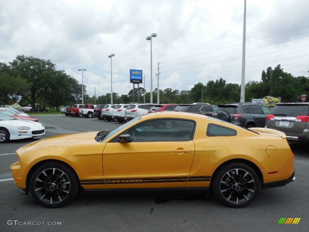 2011 Mustang V6 Coupe - Yellow Blaze Metallic Tri-coat / Charcoal Black photo #2