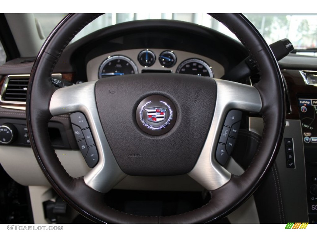 2013 Cadillac Escalade Platinum Cocoa/Light Linen Steering Wheel Photo #81893173