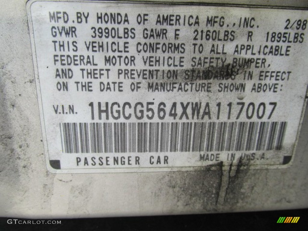 1998 Accord LX Sedan - Heather Mist Metallic / Ivory photo #19