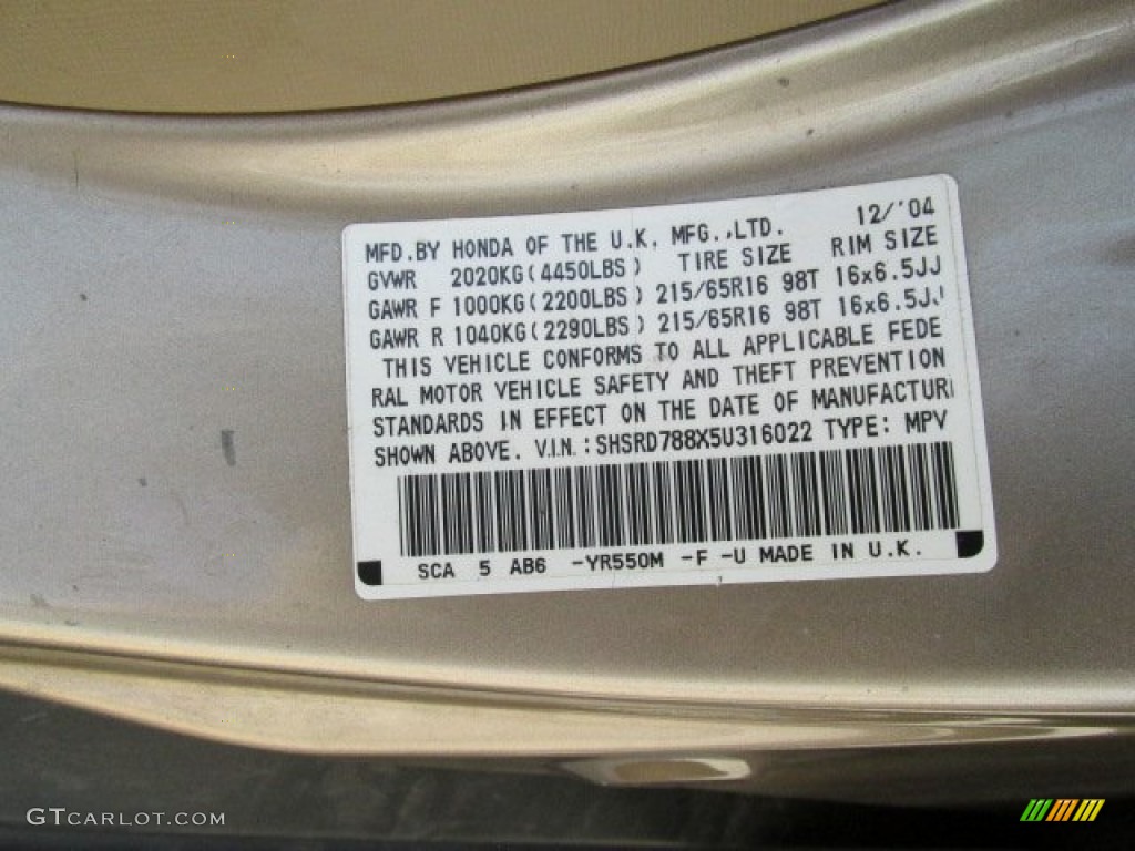 2005 CR-V EX 4WD - Sahara Sand Metallic / Ivory photo #19