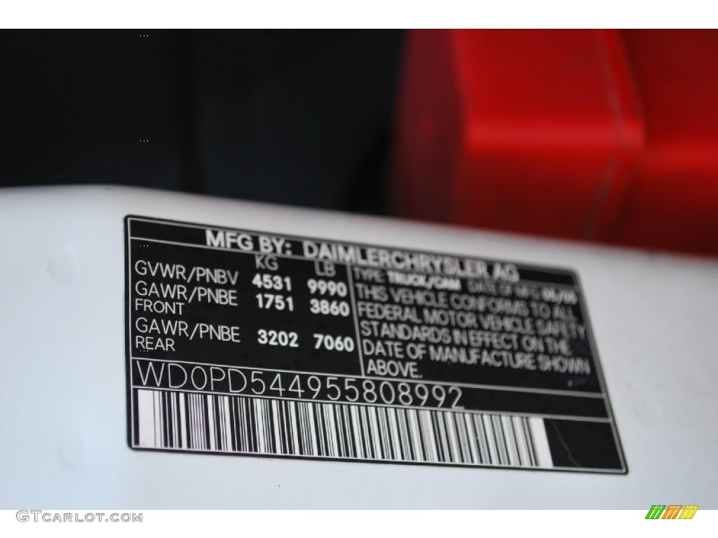 2006 Dodge Sprinter Van 3500 High Roof Cargo Info Tag Photo #81898594