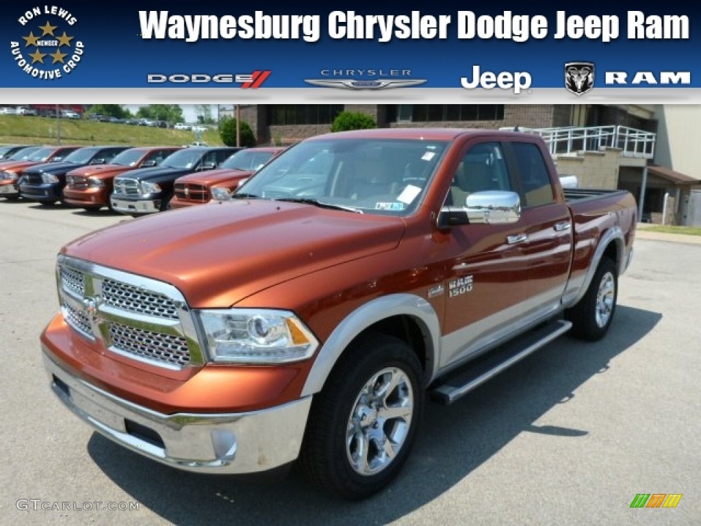 2013 1500 Laramie Quad Cab 4x4 - Copperhead Pearl / Canyon Brown/Light Frost Beige photo #1