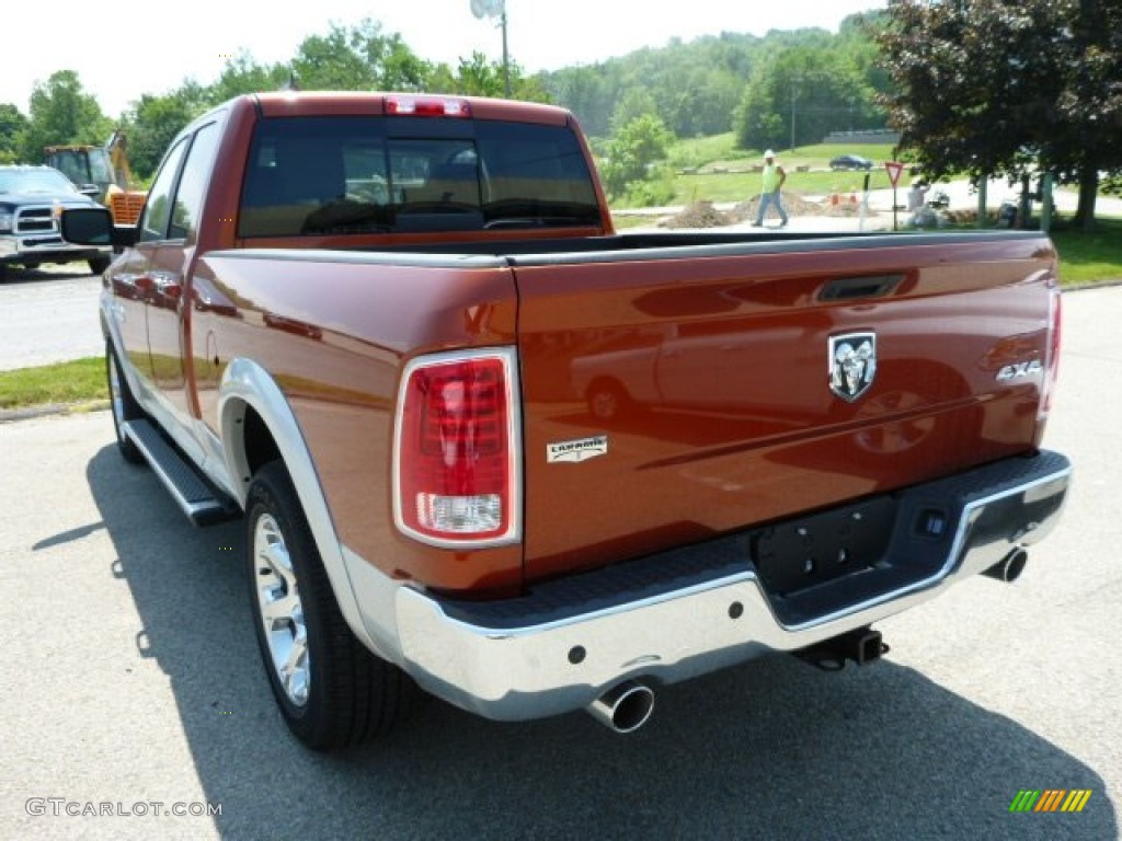 2013 1500 Laramie Quad Cab 4x4 - Copperhead Pearl / Canyon Brown/Light Frost Beige photo #3