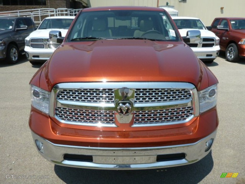 2013 1500 Laramie Quad Cab 4x4 - Copperhead Pearl / Canyon Brown/Light Frost Beige photo #8