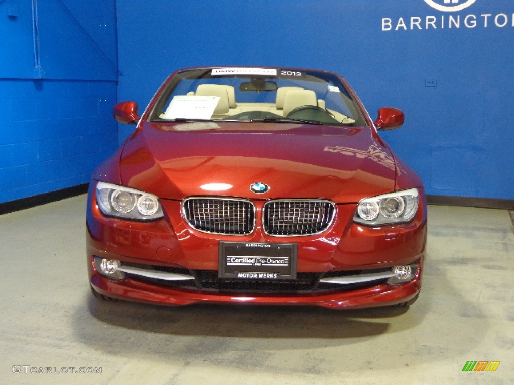 2012 3 Series 328i Convertible - Vermilion Red Metallic / Cream Beige photo #2