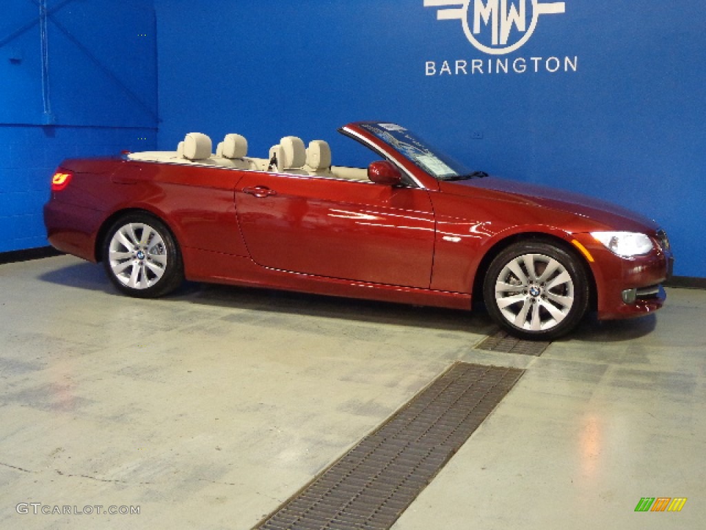 2012 3 Series 328i Convertible - Vermilion Red Metallic / Cream Beige photo #16