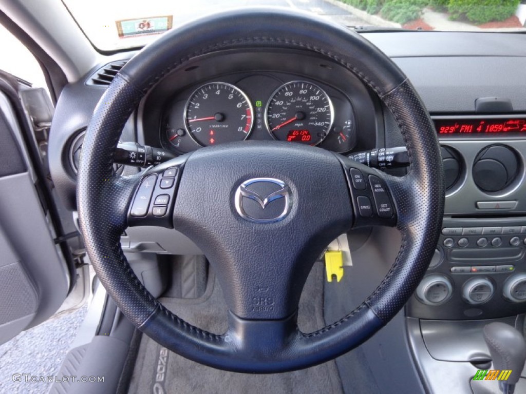2004 Mazda MAZDA6 s Sport Wagon Gray Steering Wheel Photo #81901163