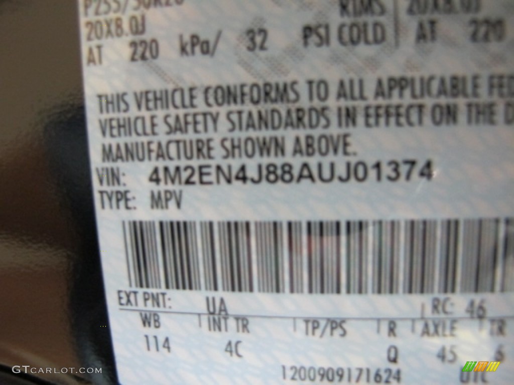 2010 Mercury Mountaineer V8 Premier AWD Color Code Photos
