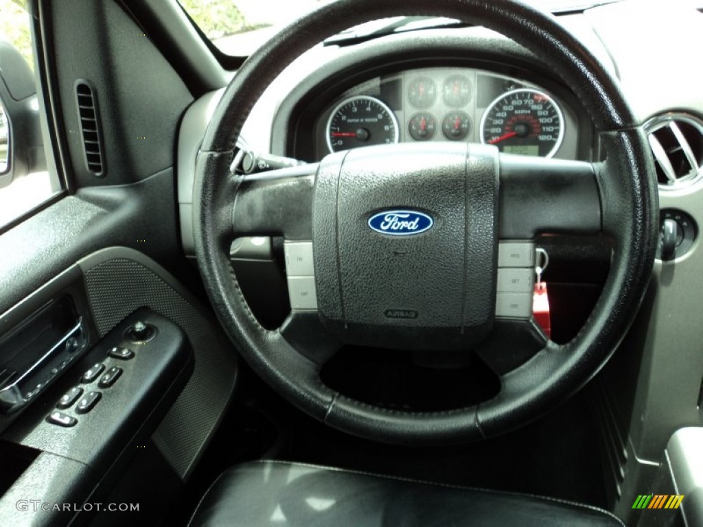 2007 Ford F150 FX4 SuperCrew 4x4 Black Steering Wheel Photo #81907819