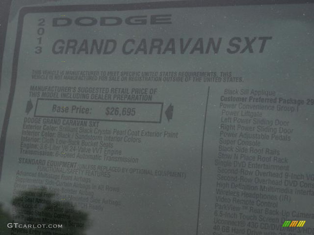 2013 Grand Caravan SXT - Brilliant Black Crystal Pearl / Black/Sandstorm photo #9