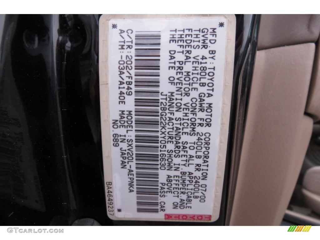 2000 Camry LE - Black / Gray photo #9