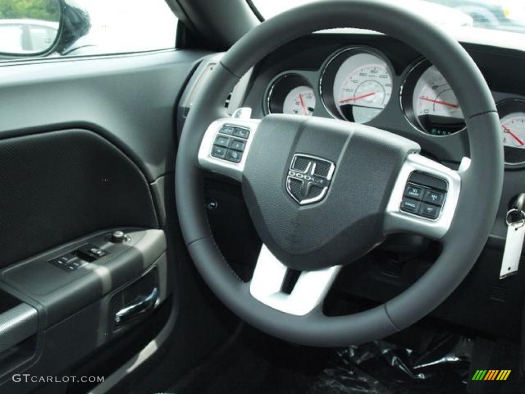 2013 Dodge Challenger R/T Plus Dark Slate Gray Steering Wheel Photo #81909611