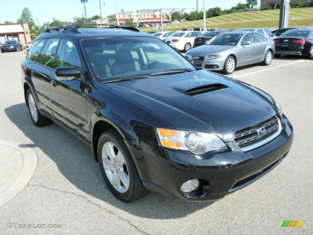 2005 Outback 2.5XT Limited Wagon - Obsidian Black Pearl / Off Black photo #7