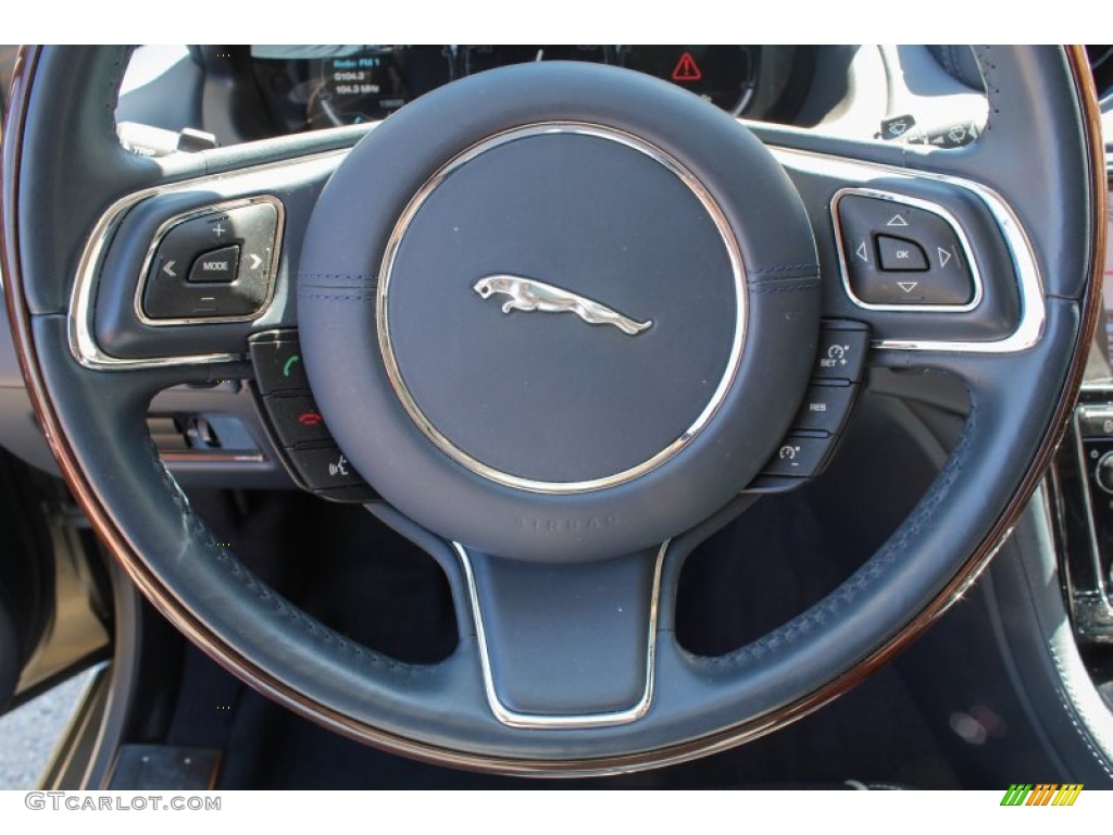 2011 Jaguar XJ XJL Navy Blue/Ivory Steering Wheel Photo #81914566