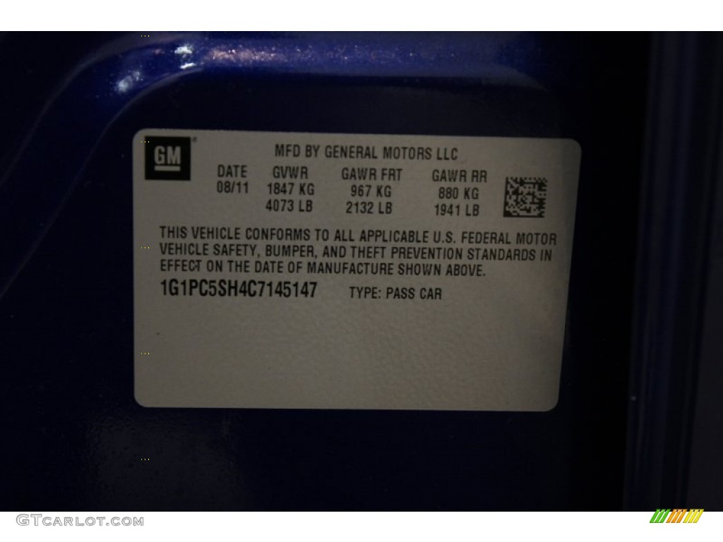 2012 Cruze LS - Blue Topaz Metallic / Jet Black/Medium Titanium photo #17