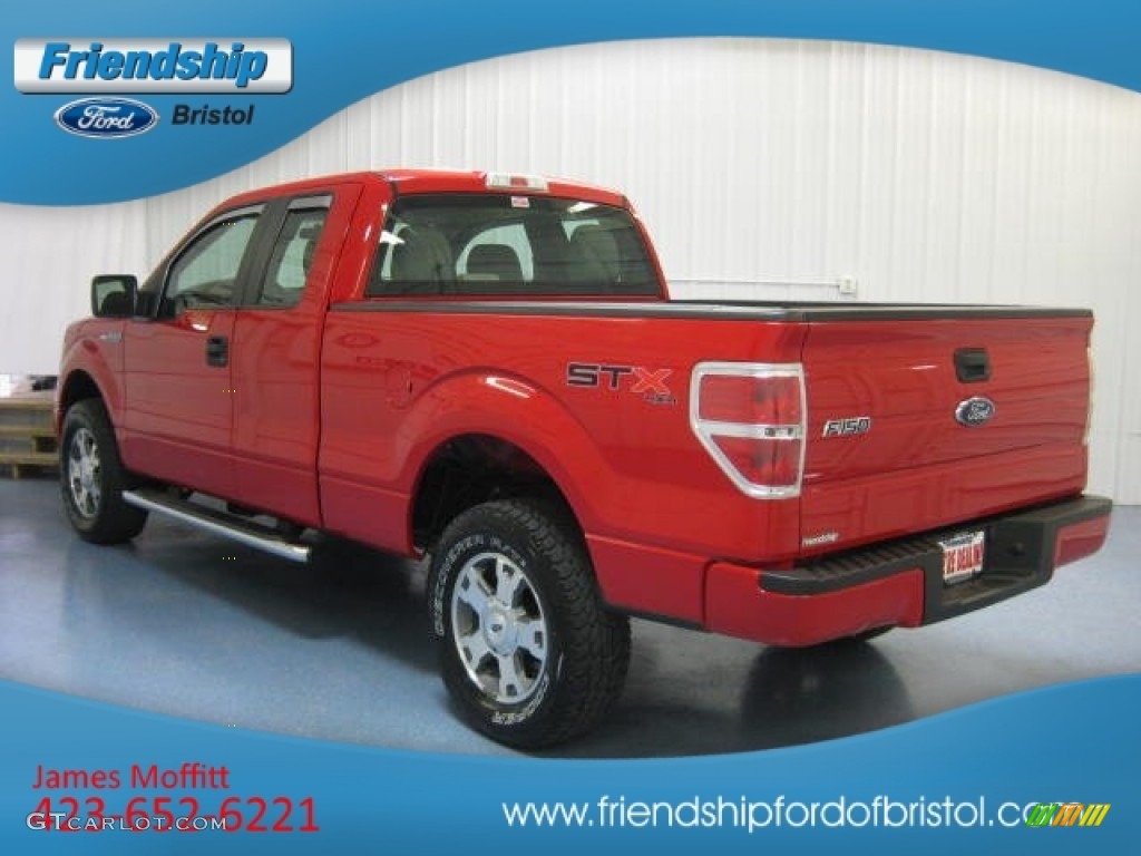 2010 F150 STX SuperCab 4x4 - Vermillion Red / Medium Stone photo #6