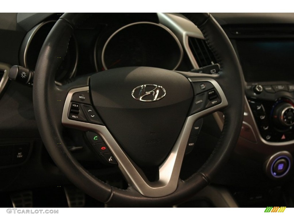 2012 Hyundai Veloster Standard Veloster Model Black/Red Steering Wheel Photo #81918910